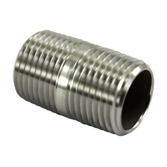 Closed Nipple 3/8" Male NPT 304 Stainless Steel Pipe Fitting, 25 Pack