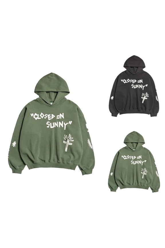 Closed On Sunny Hoodies for Women Long Sleeve Lightweight Letter Graphic Hooded Sweatshirt Pullover Tops