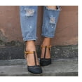 thumbnail image 1 of Closed Toe Ankle Strap Wedding Dress Shoes Womens T-Strap Chunky Block Heel Shoes Prom Wedding Dress, 1 of 7