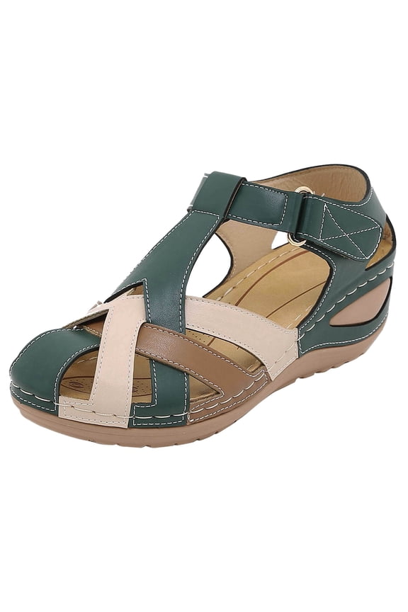 Closed Toe Orthopedic Wedge Sandals for Women 2025 Comfortable Leather Gladiator Walking Summer Work Shoes