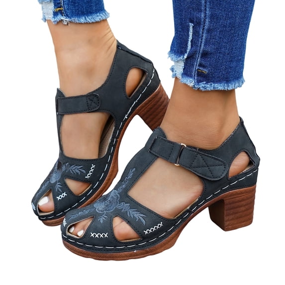 Closed Toe Sandals for Women Summer Ankle Strap Orthopedic Wedge Sandals with Arch Support Comfortable Wide Width Beach Sandal Hollow Out Breathable Outdoor Casual Walking Shoes