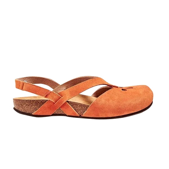 Closed Toe Sandals Women Flat Sandals for Office Work and Travel with Buckle Comfortable Summer Beach Footwear