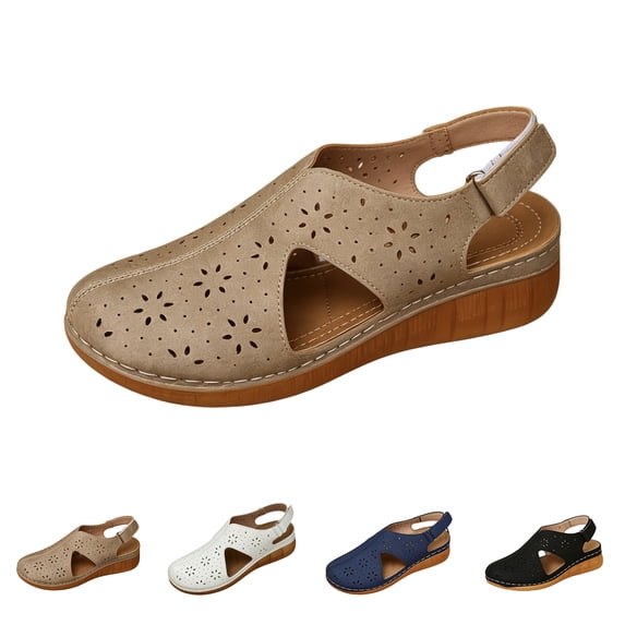 Closed Toe Sandals for Women Summer Comfortable Wedge Fisherman Sandals Arch Support Cut Out Breathable Fashion Sandal Lightweight Memory Foam Platform Walking Orthopedic Shoes,36