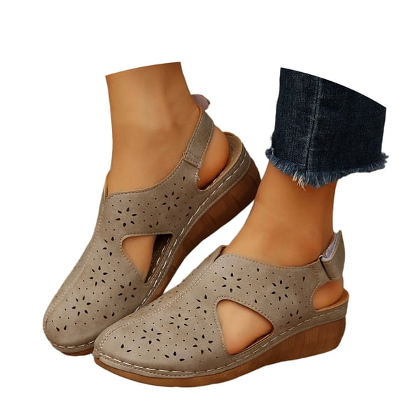 Closed Toe Sandals Women: Summer Dressy Wedge Sandal - Fisherman Comfortable Hollow Out Sandals