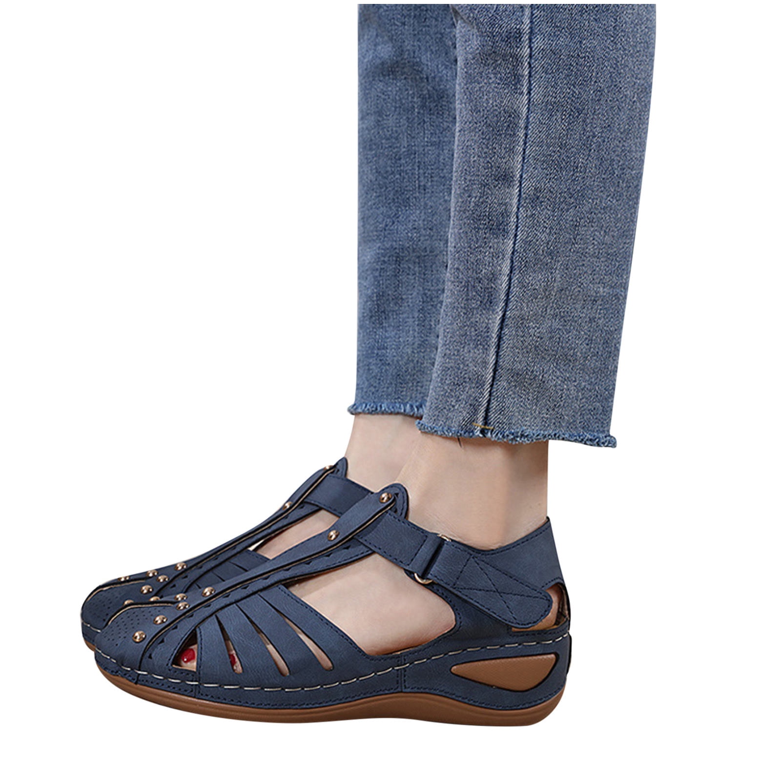 Closed Toe Sandals for Women Casual Summer 2023 Hollow Out Vintage ...