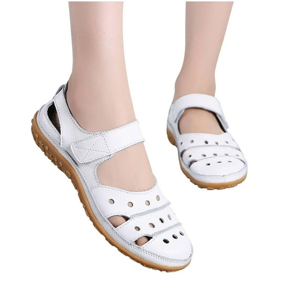 Closed Toe Sandals for Women Casual Summer 2023 Hollow Out Vintage Wedge Leather Sandal Gladiator Outdoor Orthopedic Shoes