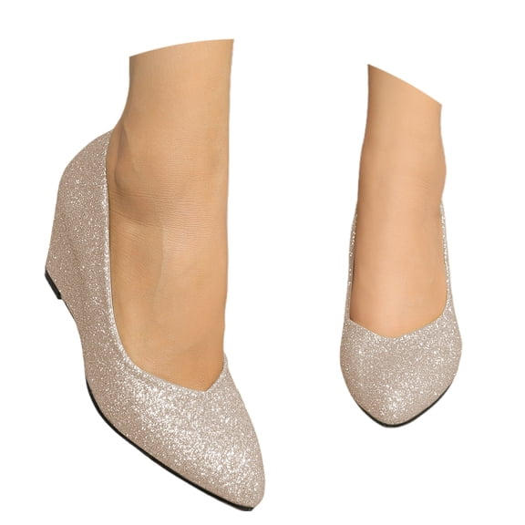 Closed Toe Wedges for Women,edges Heels for Women Comfortable Medium Heel Wedges Work Pumps Shoes for Dressy Spring Fall - 2.5Inch