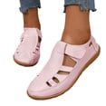 thumbnail image 1 of Closed Toe Work Sandals for Women 2025 Spring Summer Leather Non Slip Gladiator Flats Walking Shoes, 1 of 5