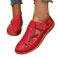 thumbnail image 1 of Closed Toe Work Sandals for Women 2025 Spring Summer Leather Non Slip Gladiator Flats Walking Shoes, 1 of 7