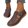 thumbnail image 1 of Closed Toe Work Sandals for Women 2025 Spring Summer Leather Non Slip Gladiator Flats Walking Shoes, 1 of 5