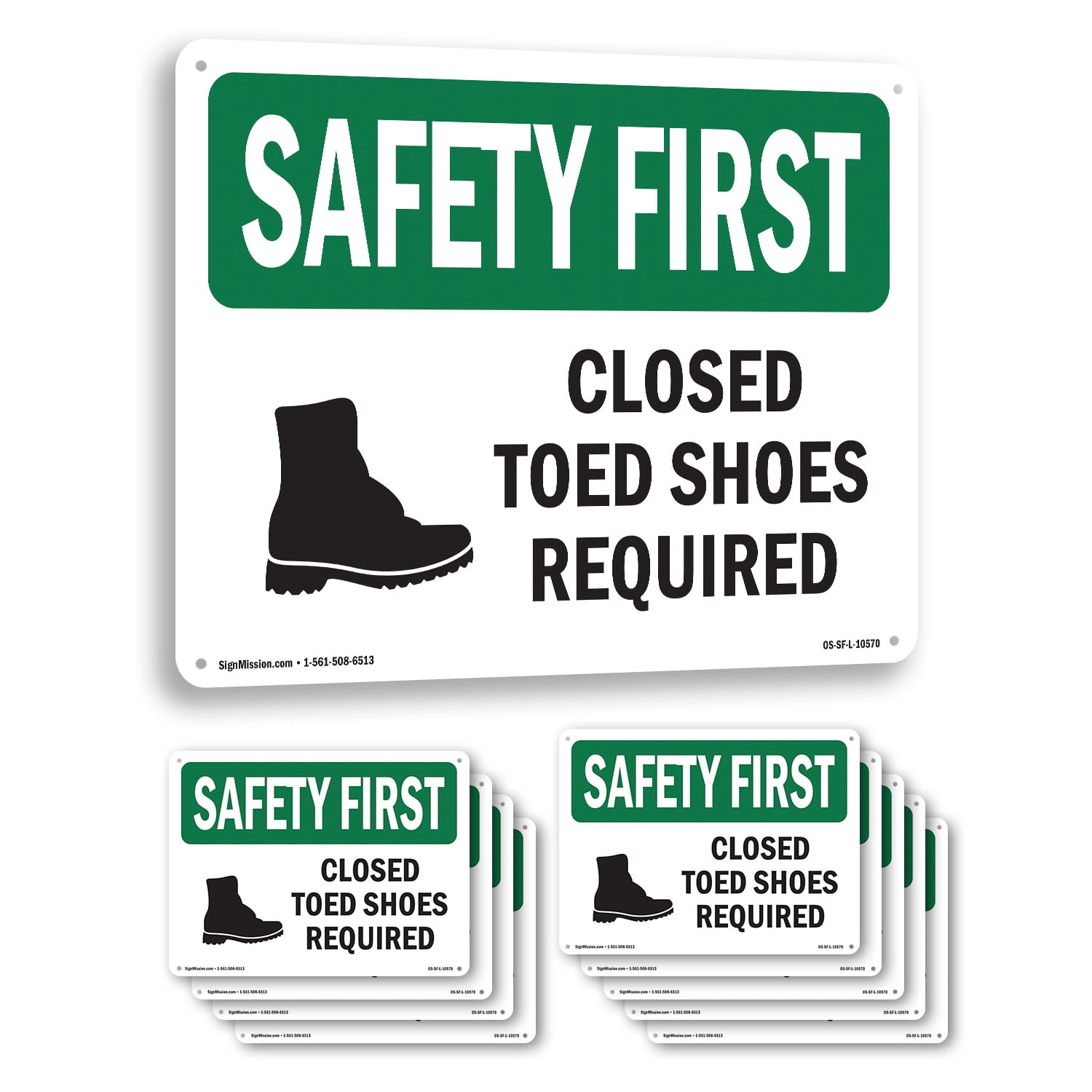 Sigo Signs 'Closed Toed Shoes Required' Sign - 18x18 Inches, 55 Mil HDPE, Outdoor Durable, Made In USA With Pre-Drilled Holes