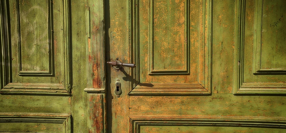 Closed door of a house Sibiu Transylvania Romania Canvas Art - Panoramic Images (12 x 36)