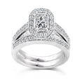 thumbnail image 1 of Closeout Halo Sale! Handcrafted Wedding Set Ring 1 Carat Princess Cut Diamond on Gold, 1 of 3