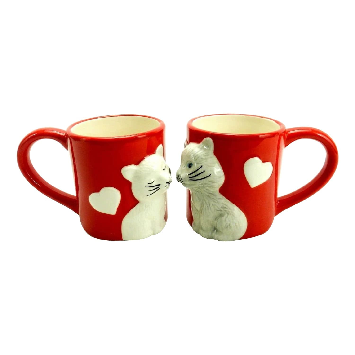 Closeout Services Corp Adorable Kissing Cat Mugs Set of 2 Ceramic