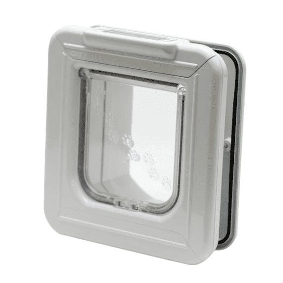 Cat Mate Elite Microchip Pet Door with Timer Control, LCD Display, and 4-Way Locking Options, White