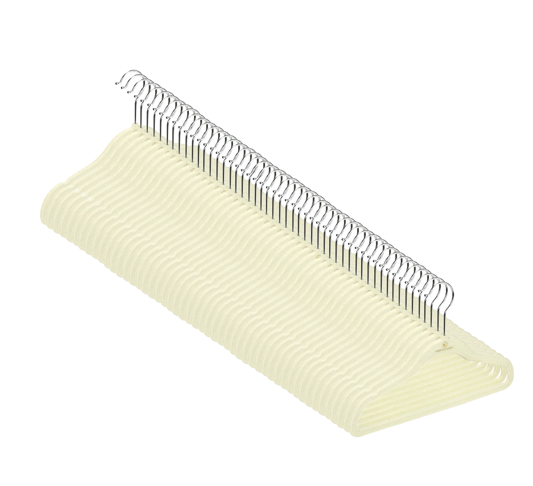 Closet Accessories Kids Velvet Accessory Hangers with Swivel Hook, Ivory, 50 Pack