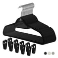 thumbnail image 1 of Closet Accessories Non Slip Velvet Clothing Hangers with 20 Velvet Clips, 30 Pack, Black, 1 of 5