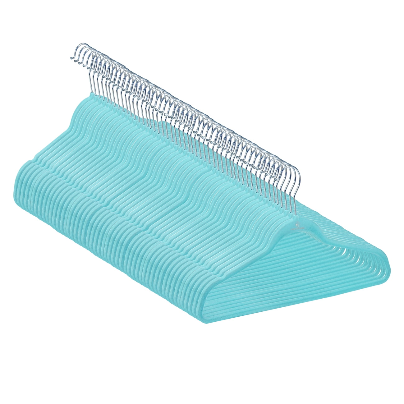 Teal Velvet Non-Slip Cascading Suit Hangers, 17.5 Inches, 50 Pack