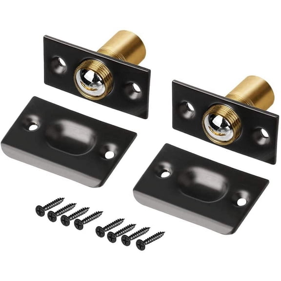 Closet Ball Door Catch Hardware  2 Pack French Door Ball Catch Closet Ball Latch for Top of Door Adjustable Ball Catch Drive in Ball Latch for Invisible Pantry Ball Bearing Door Latch Black
