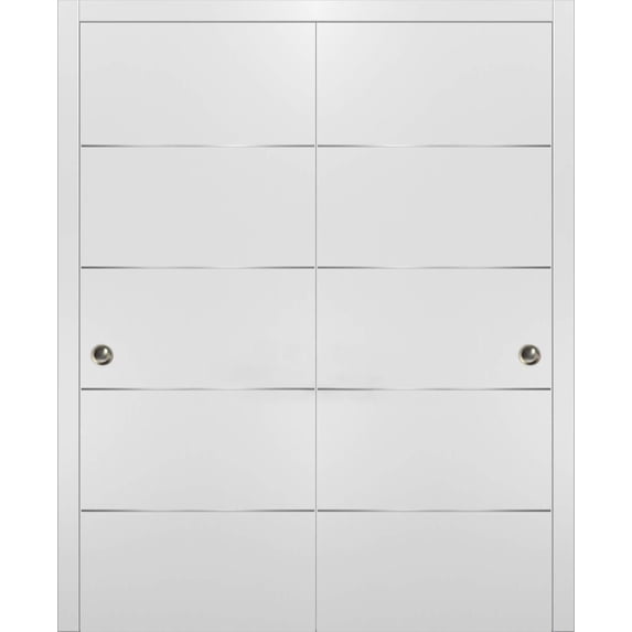 Closet Bypass Sliding White Doors 60x96 with Hardware