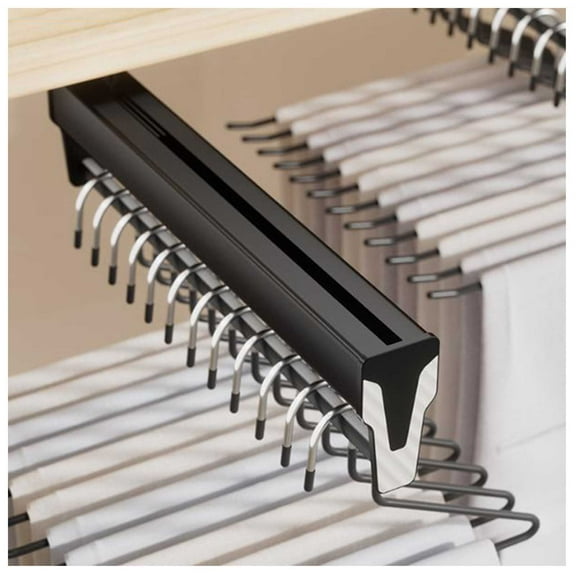 Closet Clothes Hanger Rail,Pull-out Trousers Rack,Extendable Trouser Rack,Closet Organizer Rack,Wardrobe Clothes Hanger Rail for Pants Clothing Storage