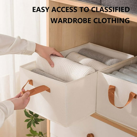 Closet Clothes Organizer With Handle, Fabric Storage Box With Steel Frame Stackable Shelf Storage Baskets Foldable Storage Baskets For Organizing Clothes Toys, Clearance