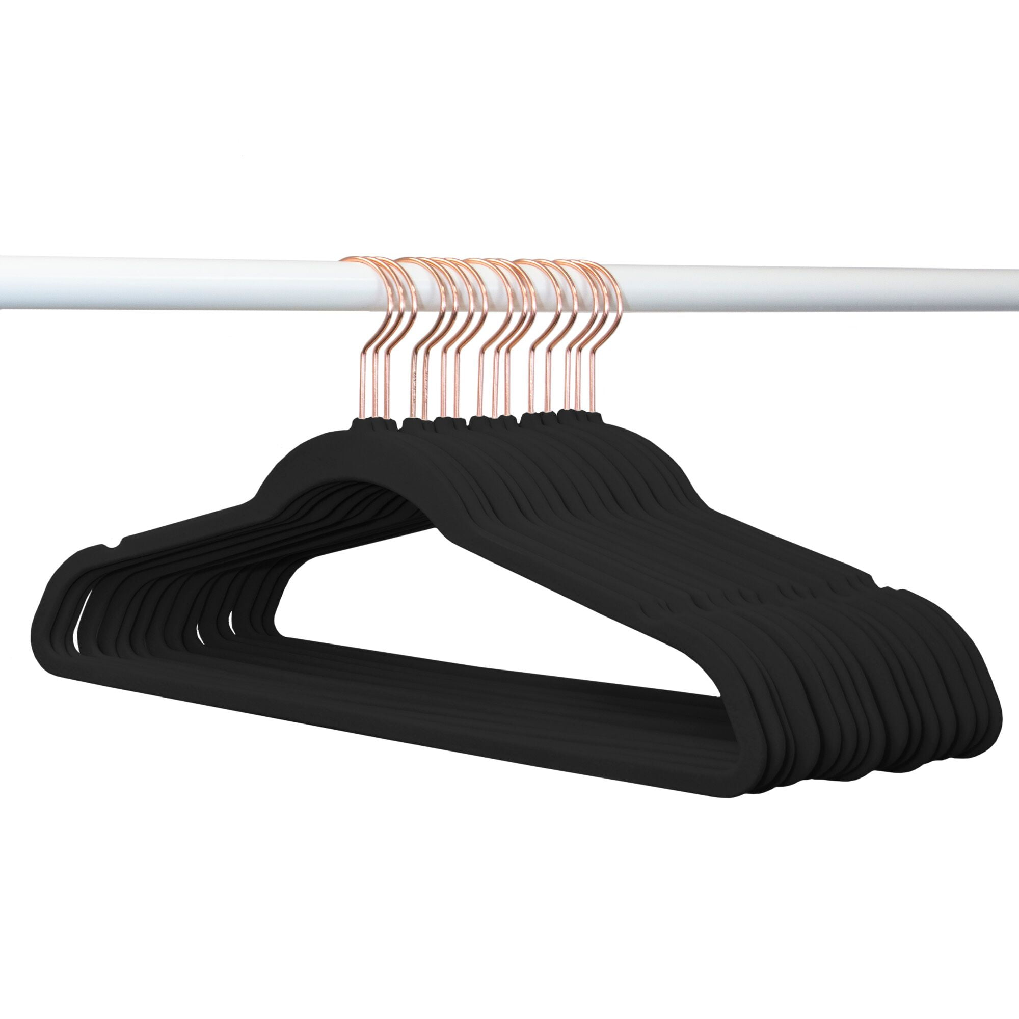 Florida Brands Satin Padded Hangers, Black with Gold Hooks, 12-Pack