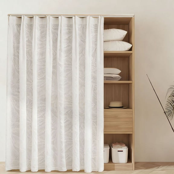 Closet Curtain for Open Closet, Sheer Pleated Doorway Curtains for Kitchen Laundry Door, Privacy Closet Curtain Dust-Proof Window Shades for Storage Room Bedroom Living Room