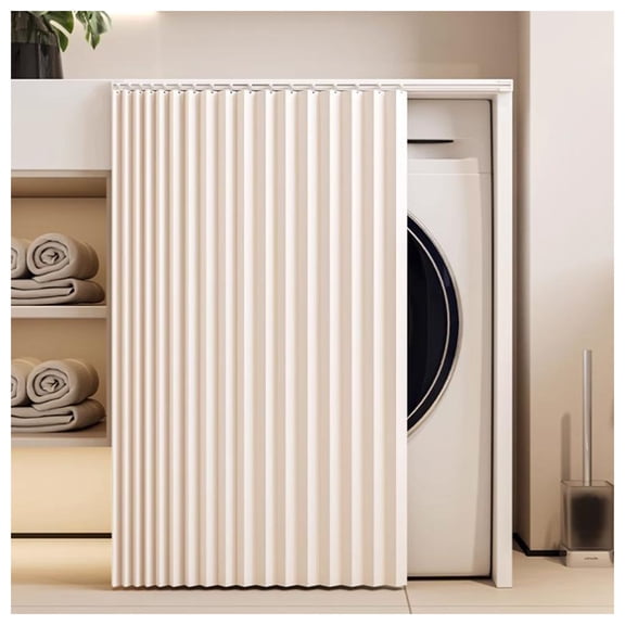 Closet Curtain, Wardrobe Privacy Curtain for Sliding Kitchen Self-adhesive with Rail for Windows, Cabinets, Wardrobes, Kitchens