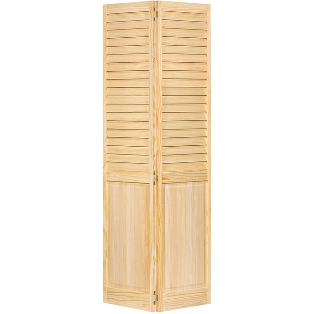 Traditional Louver/Louver Golden Oak Stained Bi-fold Door