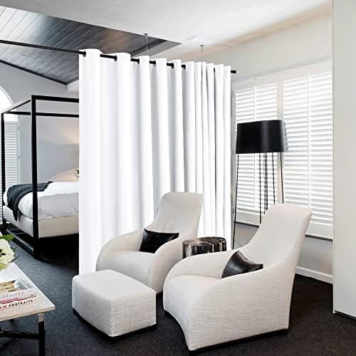 Closet Door Heavy Curtain, Room Dividers Shade Screens Partitions, Extra Large Grommet Space Partition Curtain, Screen Dividers for Rooms (1 Pack, 20ft Wide x 9ft Long, White)