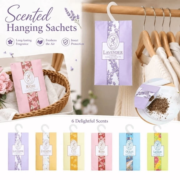 Closet Freshener, Closet Deodorizer Odor Eliminator, Air Freshener for Wardrobe, Home Fragrance Sachet, Ocean Fish Sachet, 7X4.5X1 Inch Hanging Paper Sachet, Long Lasting Mild