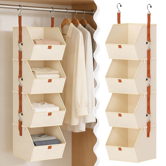 Closet Hanging Organizer 4 Shelf Portable Space Saving Storage With Detachable For Bedroom Dorm RV Wardrobe Organization with Lids Small Bedroom Storage Solutions Ornament Storage under Bed Storage
