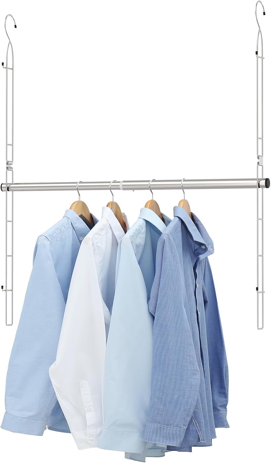 Closet Hanging Rod, Width and Height Adjustable Closet Extender Hanging