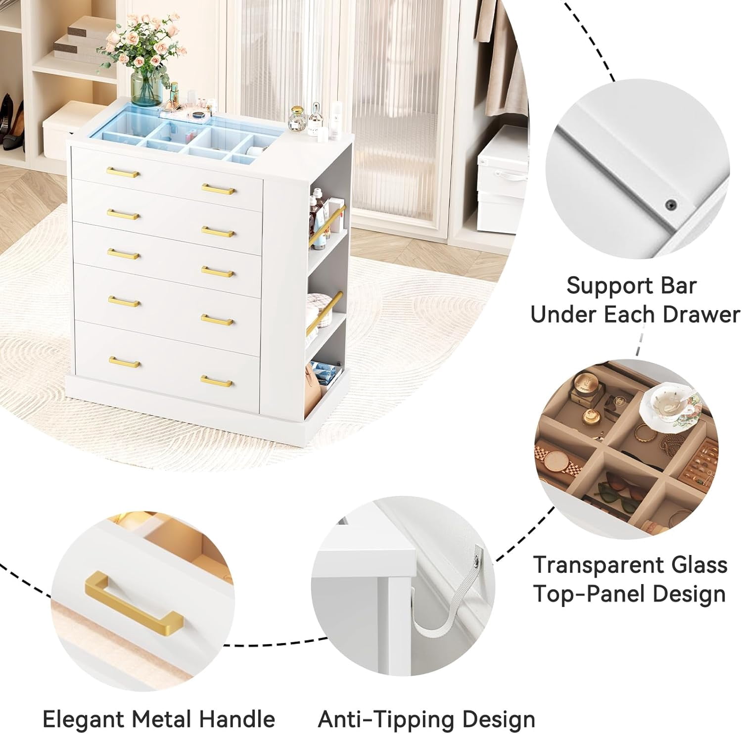 Metal And Glass Dresser