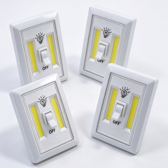 Closet Light, Battery Operated Tap Light, Super Bright Switchlight, Stick On Light Wall Mount Under Cabinet Lighting, Push Night Light for Cupboard, Shed, Basements(4 Pack)