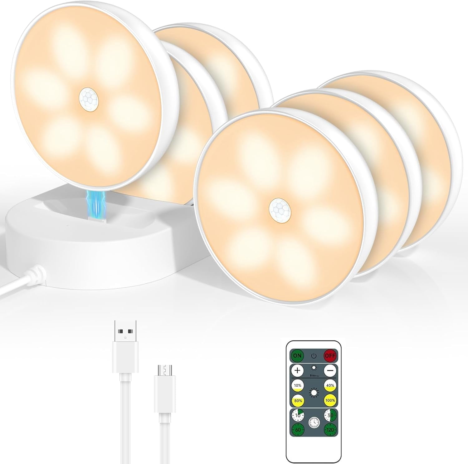 Closet Lights Motion Sensor Puck Light with Charge Station, Operated ...