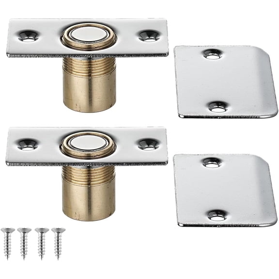 Closet Magnetic Door Ball Catch Hardware, 430 Stainless Steel Catch Adjustable with Strike Plate, Polished Steel Finish 2 Pack, HBC120-BN-P2