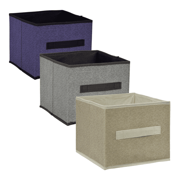 Closet Organization - Collapsible Storage Containers with Handles, 9x9x8 in. Assorted Colors - 3 Pack