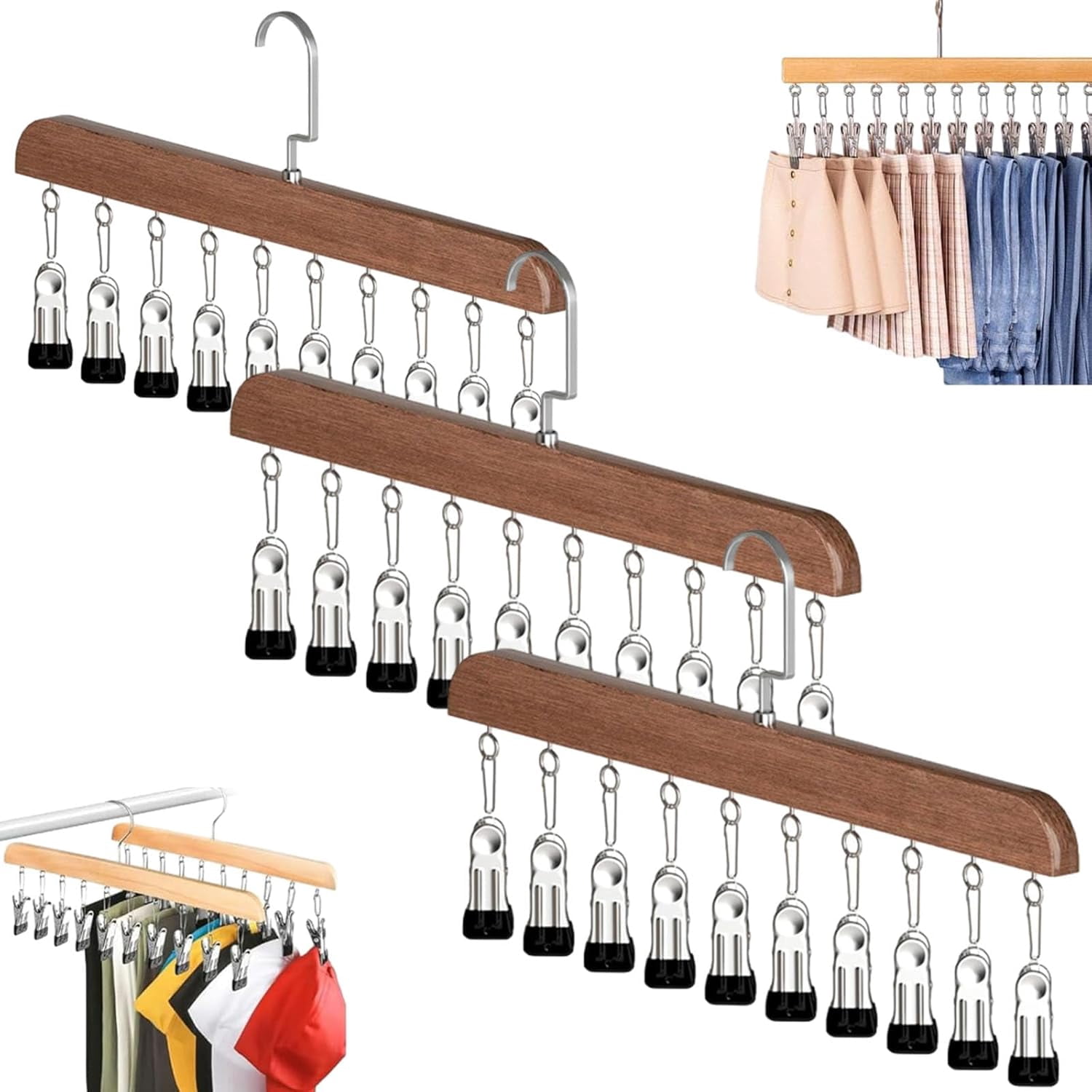 Closet Organizer with 10 Clips - Space Saving Hanging Closet Organizer