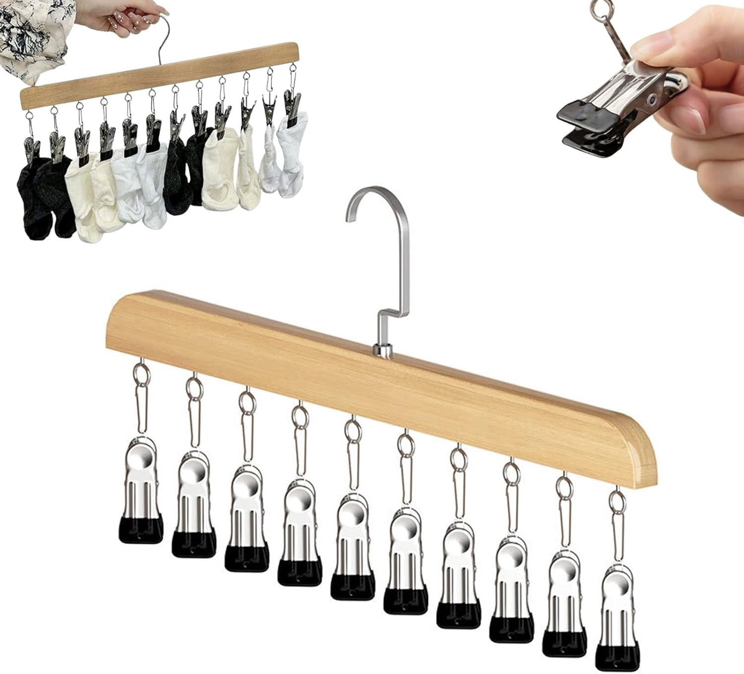 Closet Organizer with 10 Clips – Space Saving Hanging Closet Organizer ...
