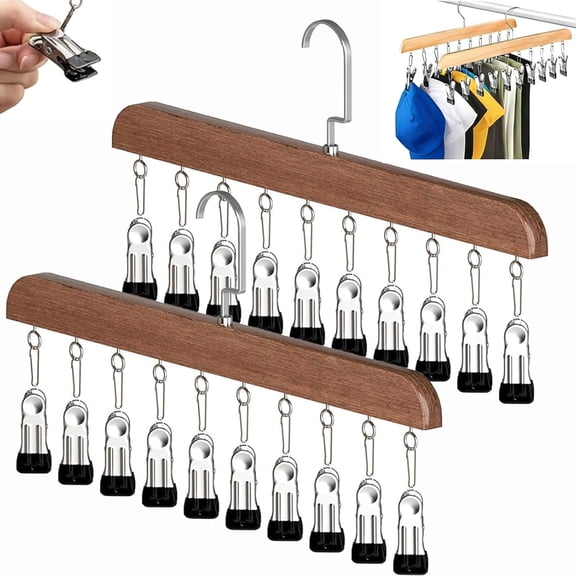 Closet Organizer with 10 Clips - Space Saving Hanging Closet Organizer Legging Organizer for Closet Stainless Steel Hat Rack & Wardrobe Hanger for Yoga Pants Jeans Shorts
