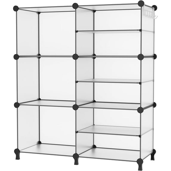 Closet Organizer 6 Cube Storage Shelves Portable Closet Clothes Organizers and Storage Stackable Cubby Shelving for Closet Bedroom Living Room Translucent
