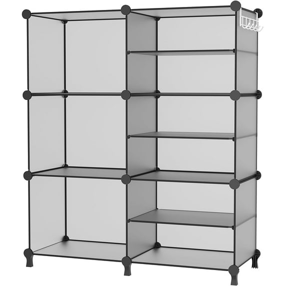 Closet Organizer 6 Cube Storage Shelves Portable Closet Clothes Organizers and Storage Stackable Cubby Shelving for Closet Bedroom Living Room Grey