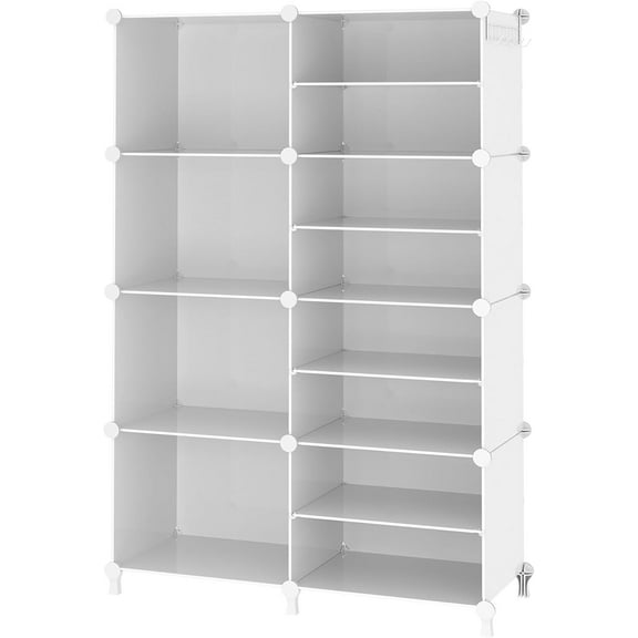 Closet Organizer 8 Cube Storage Shelves Closet Clothes Organizers and Storage Stackable Cubby Shelving for Closet Bedroom Living Room Office White