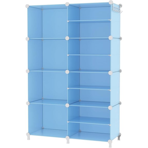 Closet Organizer 8 Cube Storage Shelves Closet Storage Clothes Organizers Stackable Cubby Shelving for Closet Bedroom Living Room Blue