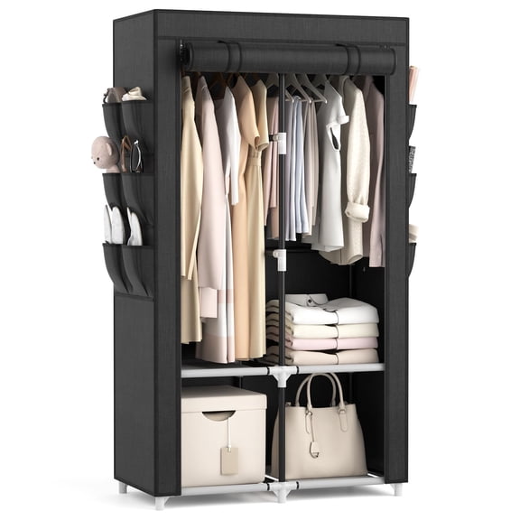 Closet Organizer Black 2 Row - 34.5'' Wide Free Standing Bedroom Storage