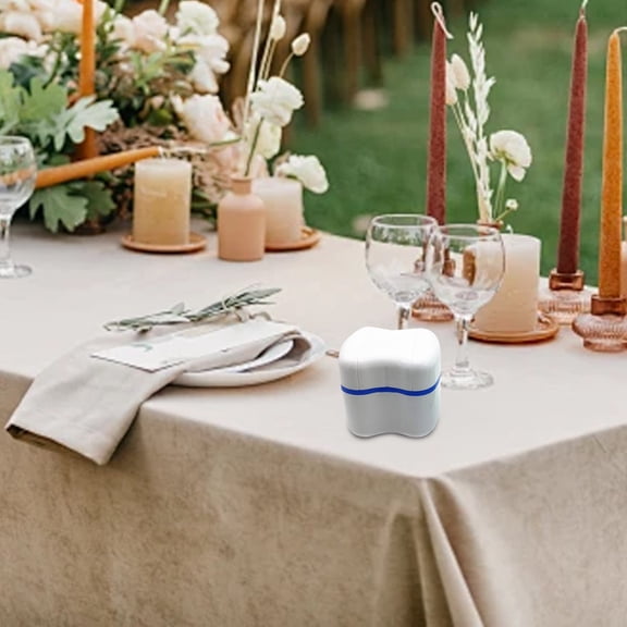 Closet Organizer Clear View Storage Denture Immersion Box Split European Style Tooth Storage Box Denture Storage Box Full Mouth Denture Placement Box Double Layer With Filter Screen