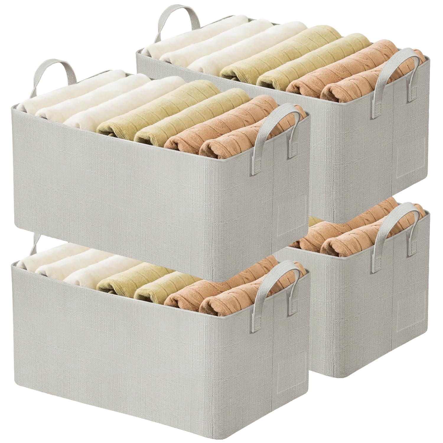 Closet Organizer Fabric Storage Bins with Handle B 4 White — free download