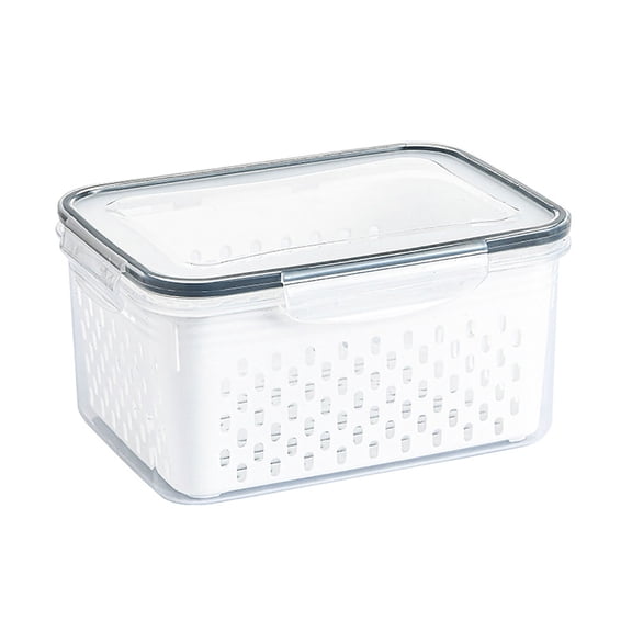 Closet Organizer Fruit Containers, Clear Odorless PP Drain Storage Basket Box for Vegetables 1750ML